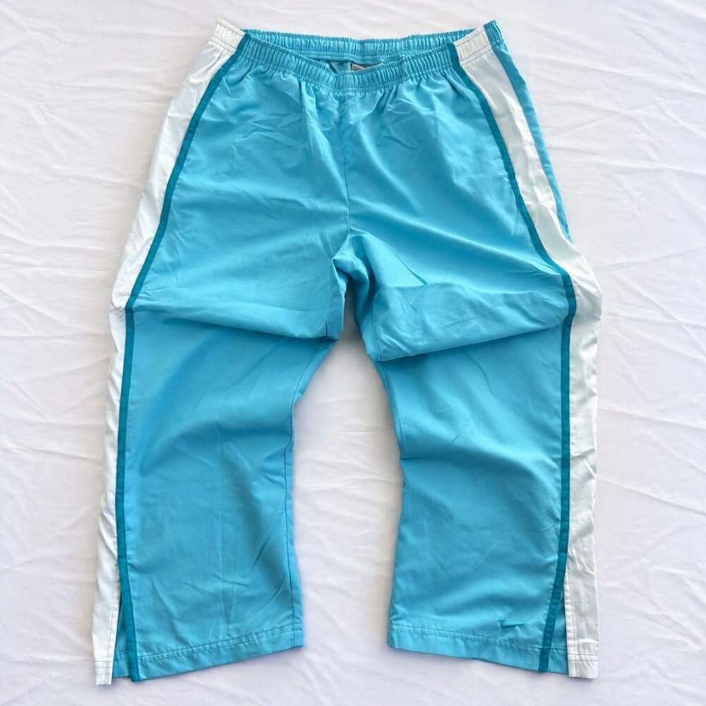 Nike Y2K Capri Track Pants Size L Light Blue White Side Stripe